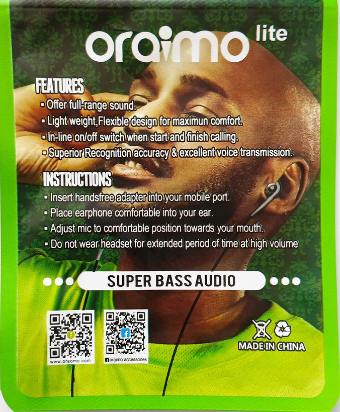هندزفری سیم دار _ جک 10mm ساخت چین مدل oraimo
