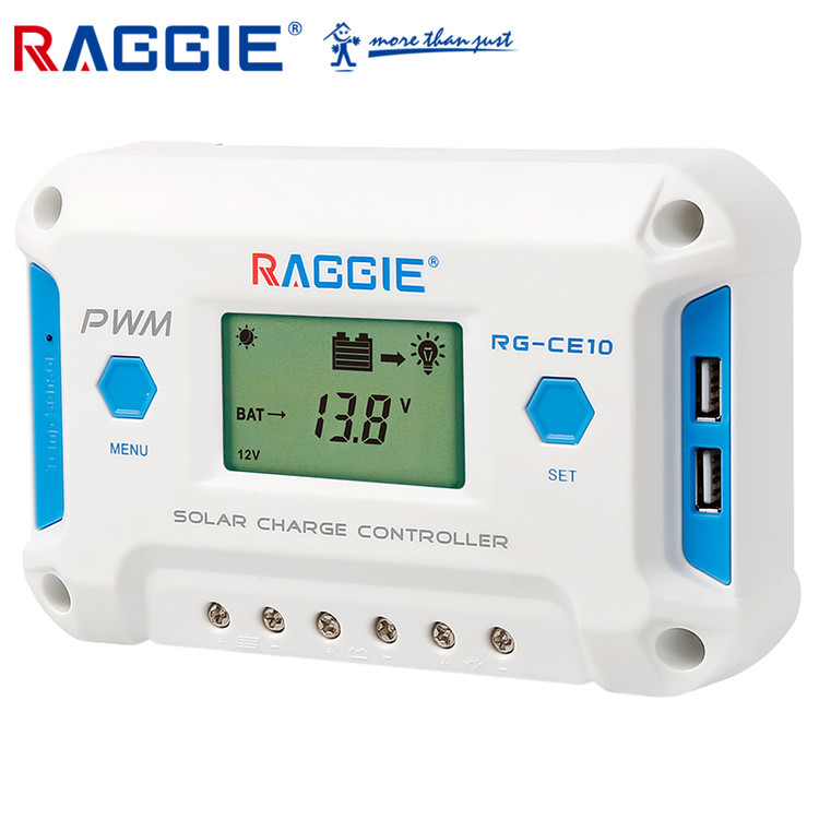 RAGGIE RG-CE10A PWM Solar Charge Controller 10A with ST Chips and Dual USB Ports