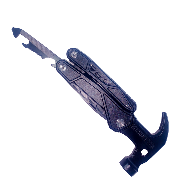 چکش چندکاره ۱۸ کاره کمپینگ و بقا مدل Multifunctional Tool مجهز به چخماق و سوت نجات
