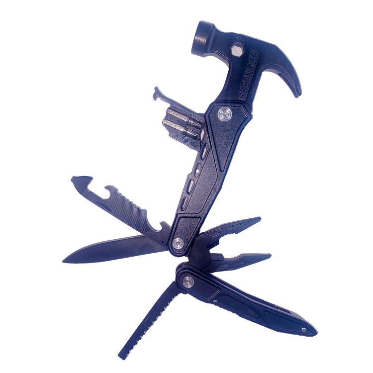چکش چندکاره ۱۸ کاره کمپینگ و بقا مدل Multifunctional Tool مجهز به چخماق و سوت نجات