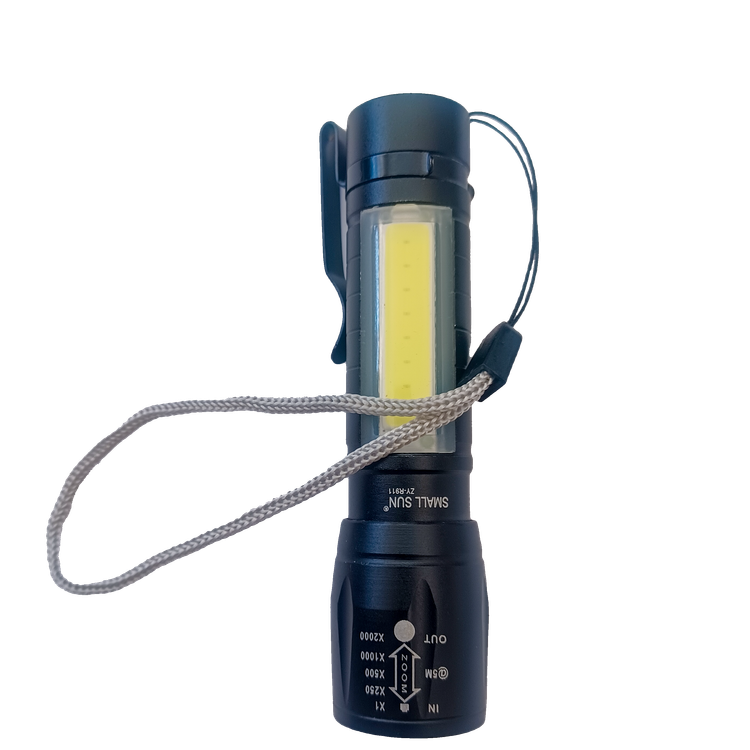 چراغ قوه جیبی شارژی اسمال سان مدل SMALL SUN ZY-R911 به همراه باکس ضد ضربه و چراغ جانبی COB