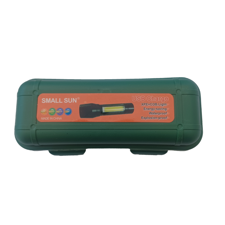 چراغ قوه جیبی شارژی اسمال سان مدل SMALL SUN ZY-R911 به همراه باکس ضد ضربه و چراغ جانبی COB