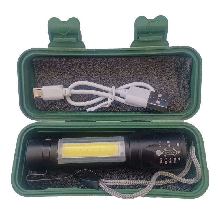 چراغ قوه جیبی شارژی اسمال سان مدل SMALL SUN ZY-R911 به همراه باکس ضد ضربه و چراغ جانبی COB